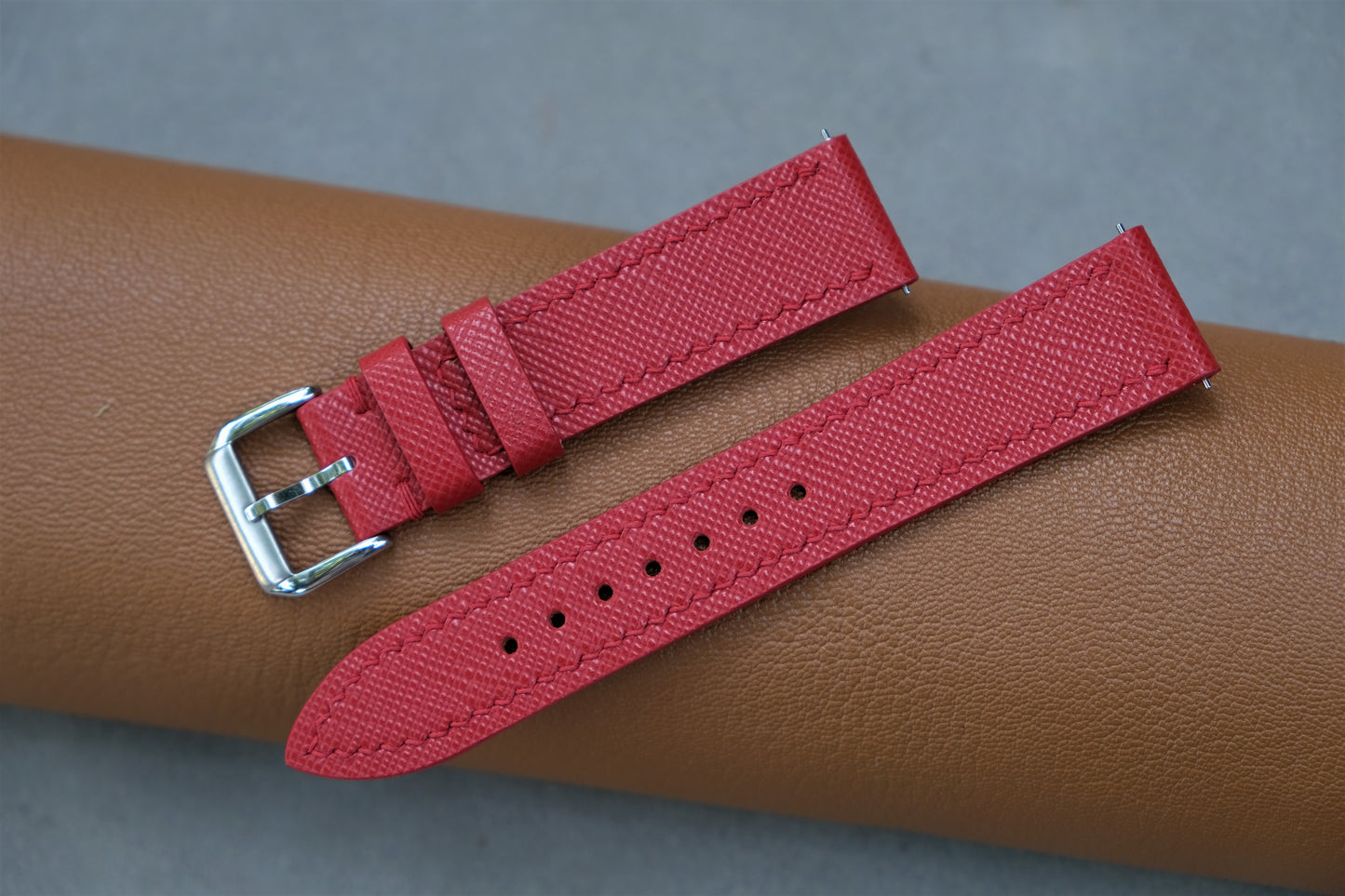 Red Saffiano Leather Watch Strap