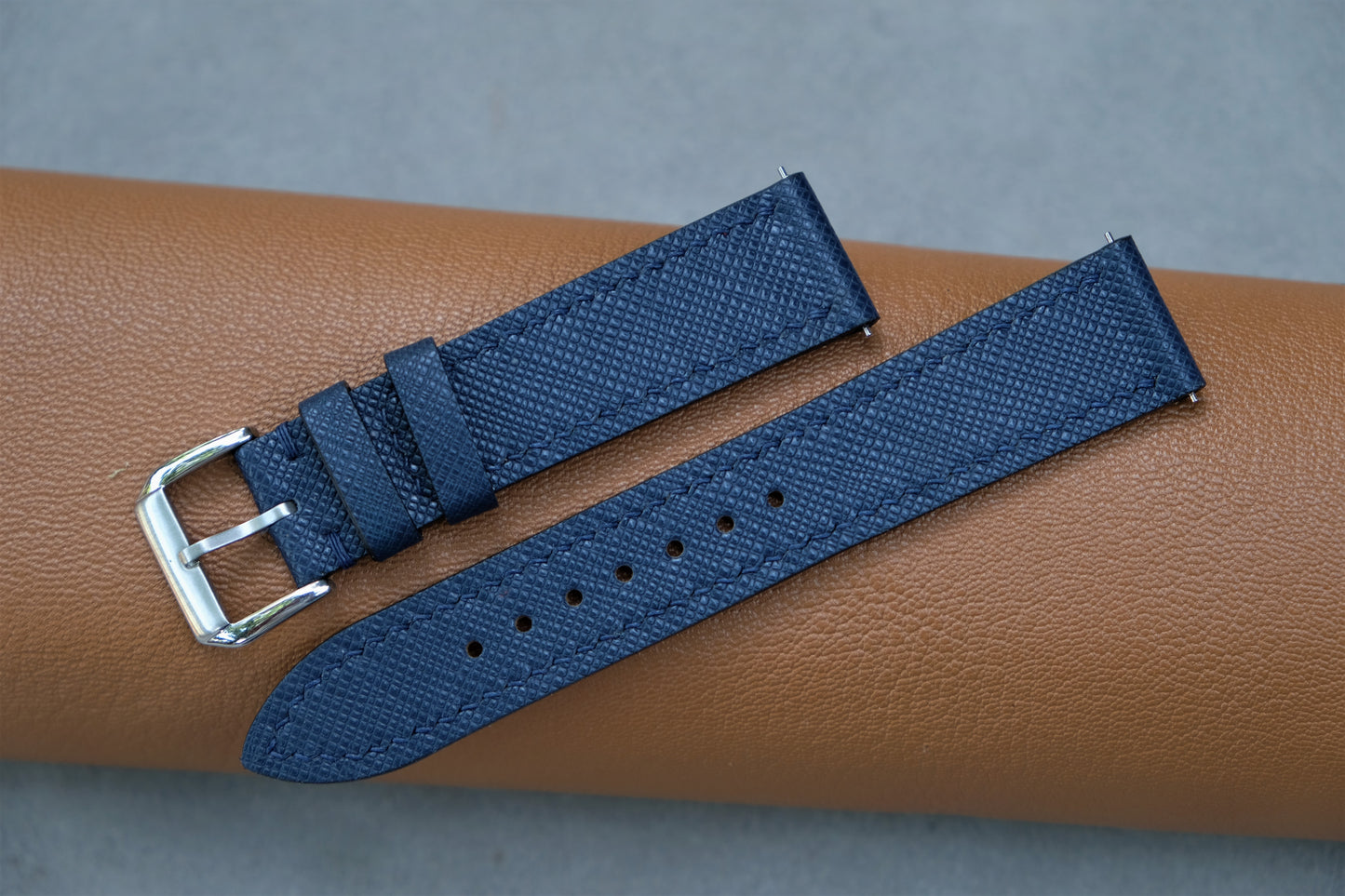 Dark Blue Saffiano Leather Watch Strap