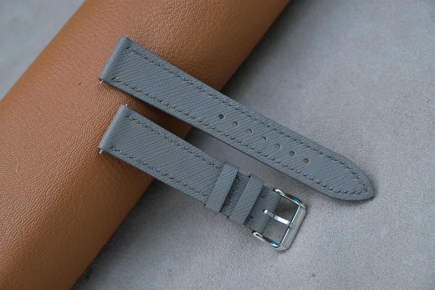 Gray Saffiano Leather Watch Strap