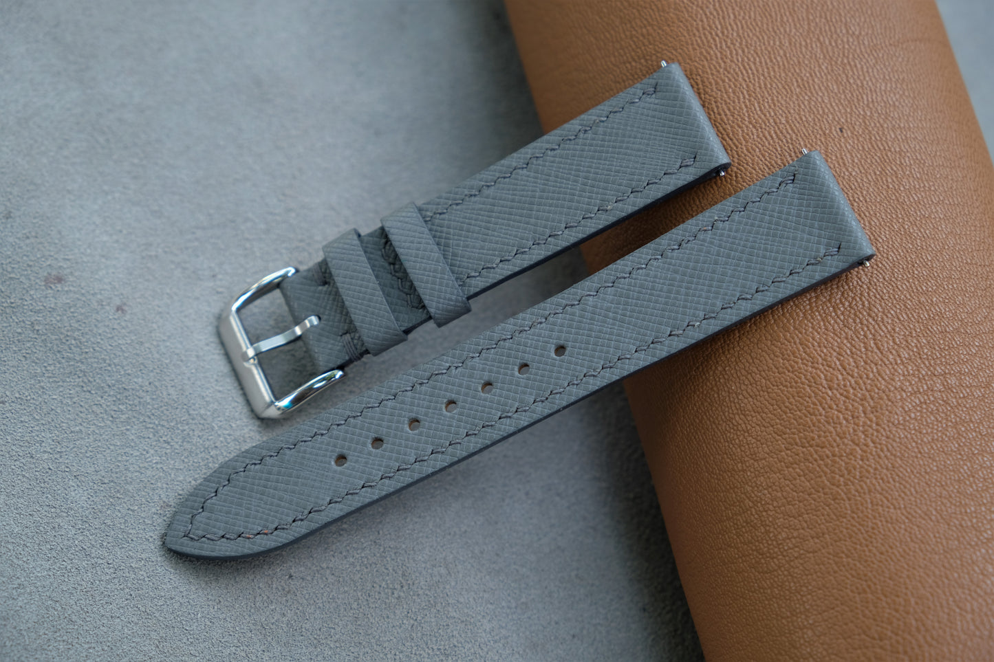 Gray Saffiano Leather Watch Strap