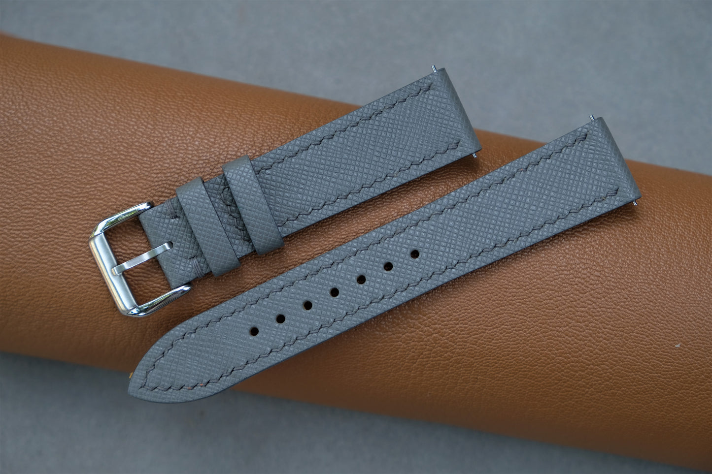 Gray Saffiano Leather Watch Strap