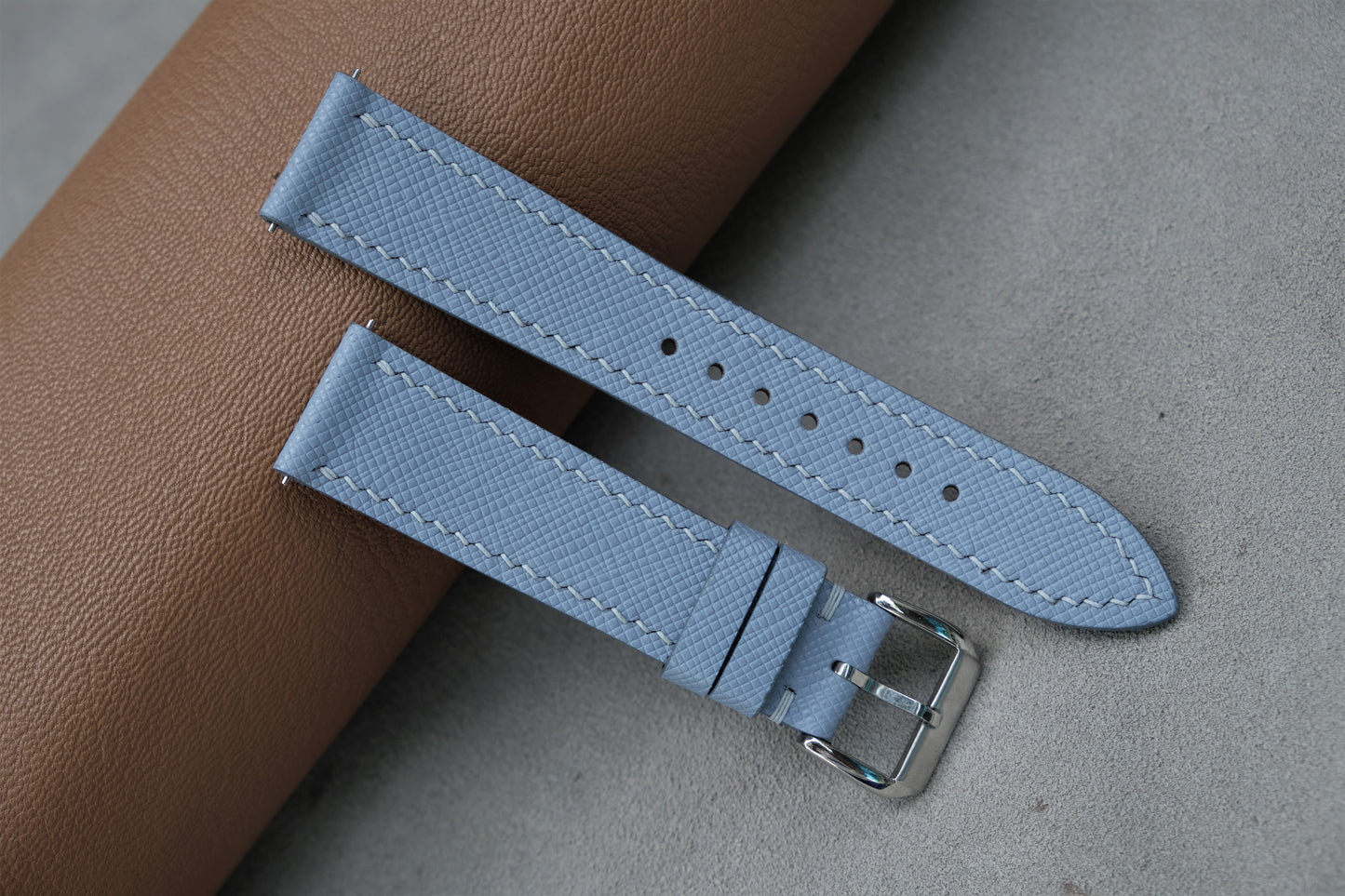 Light Blue Saffiano Leather Watch Strap