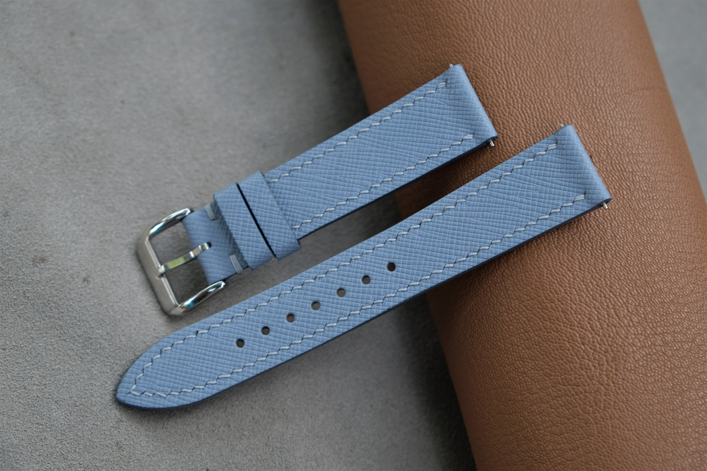 Light Blue Saffiano Leather Watch Strap