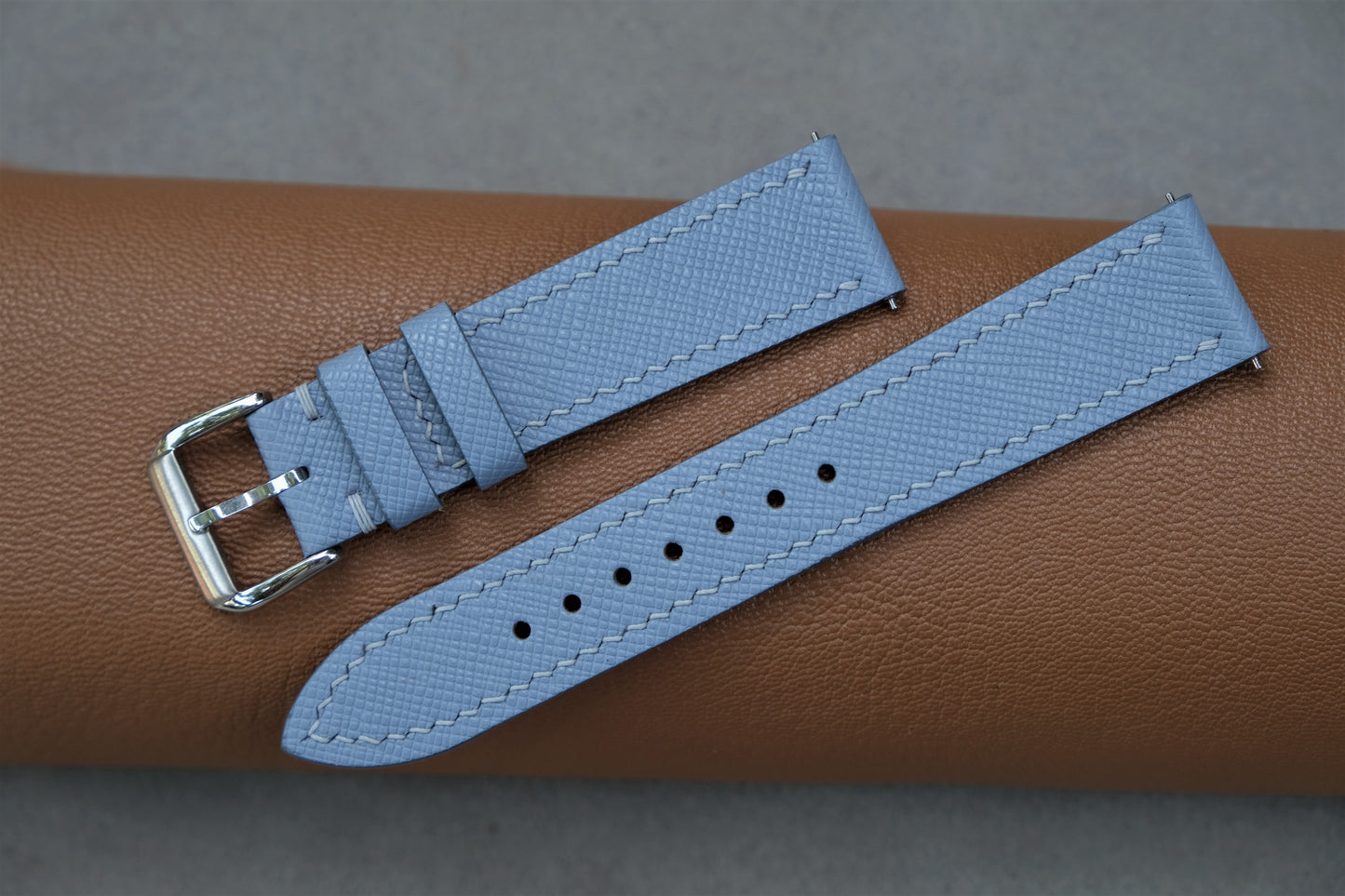 Light Blue Saffiano Leather Watch Strap