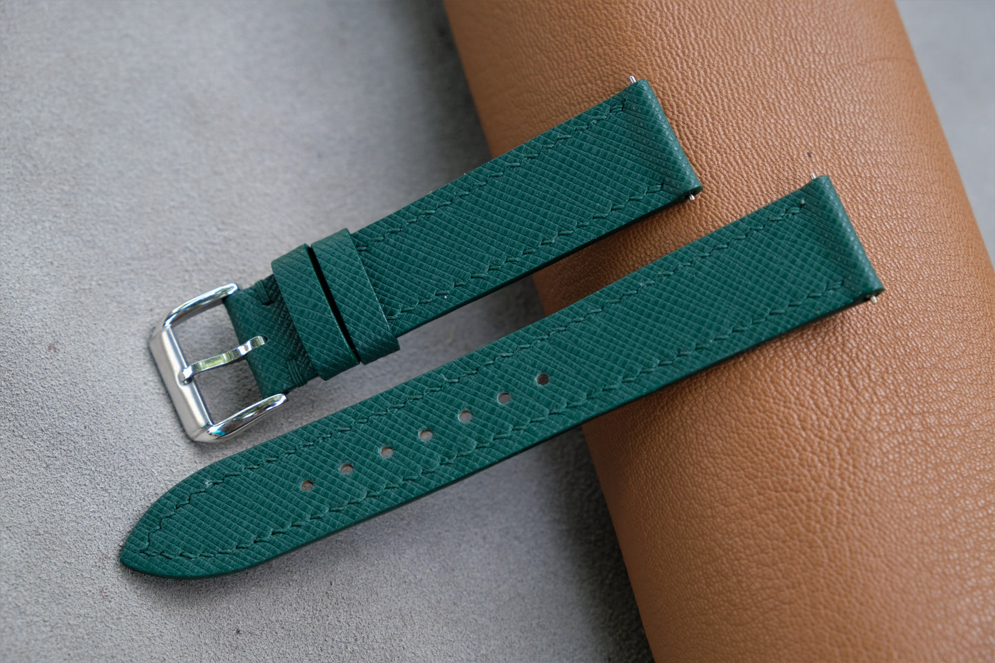 Green Saffiano Leather Watch Strap