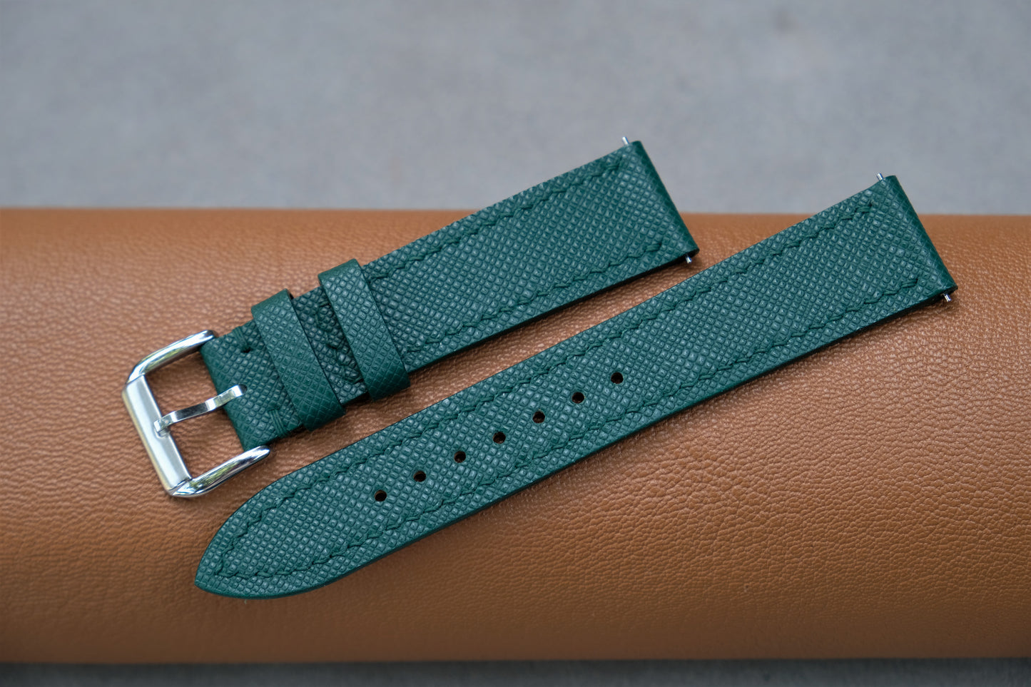 Green Saffiano Leather Watch Strap