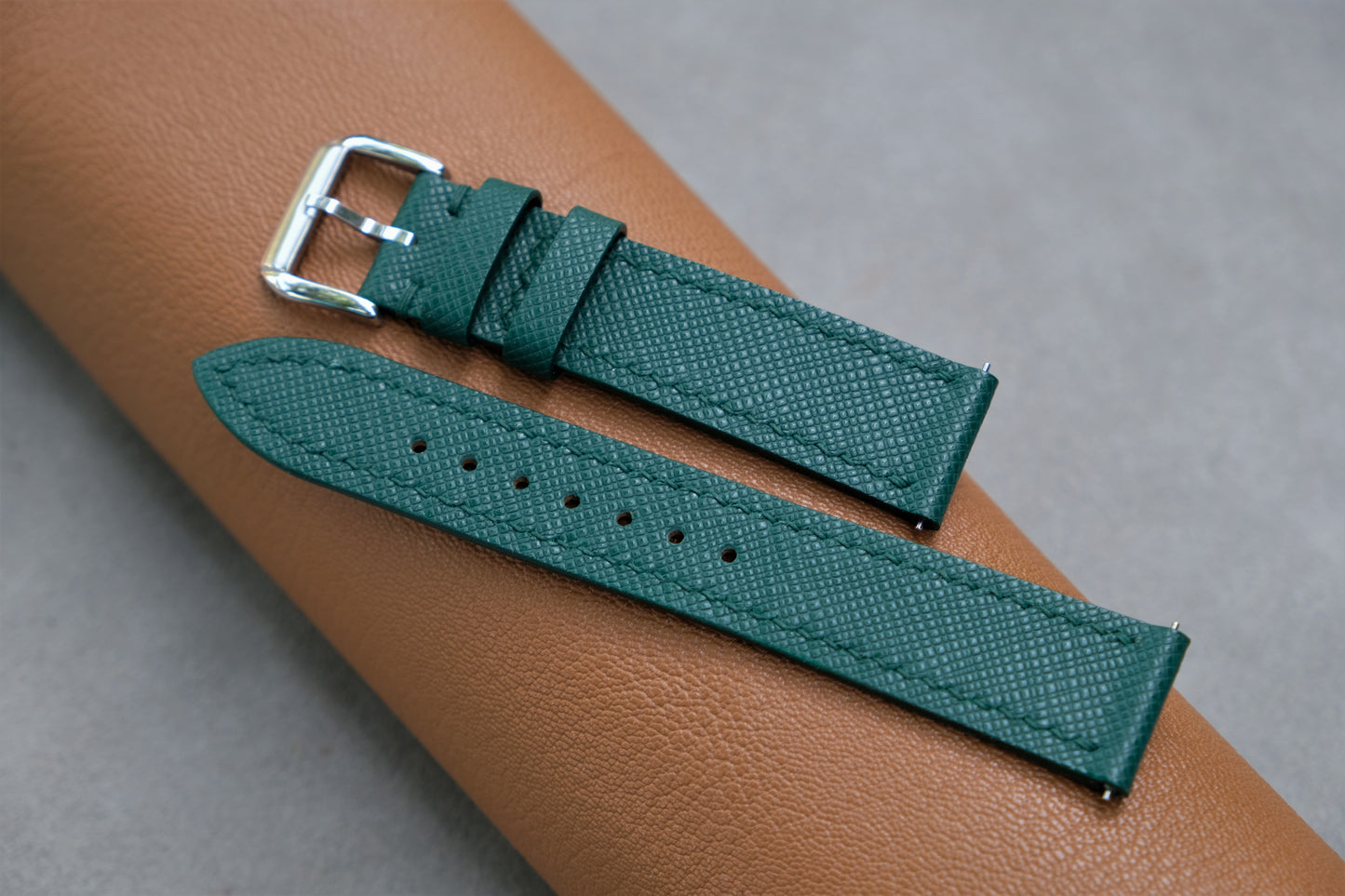 Green Saffiano Leather Watch Strap