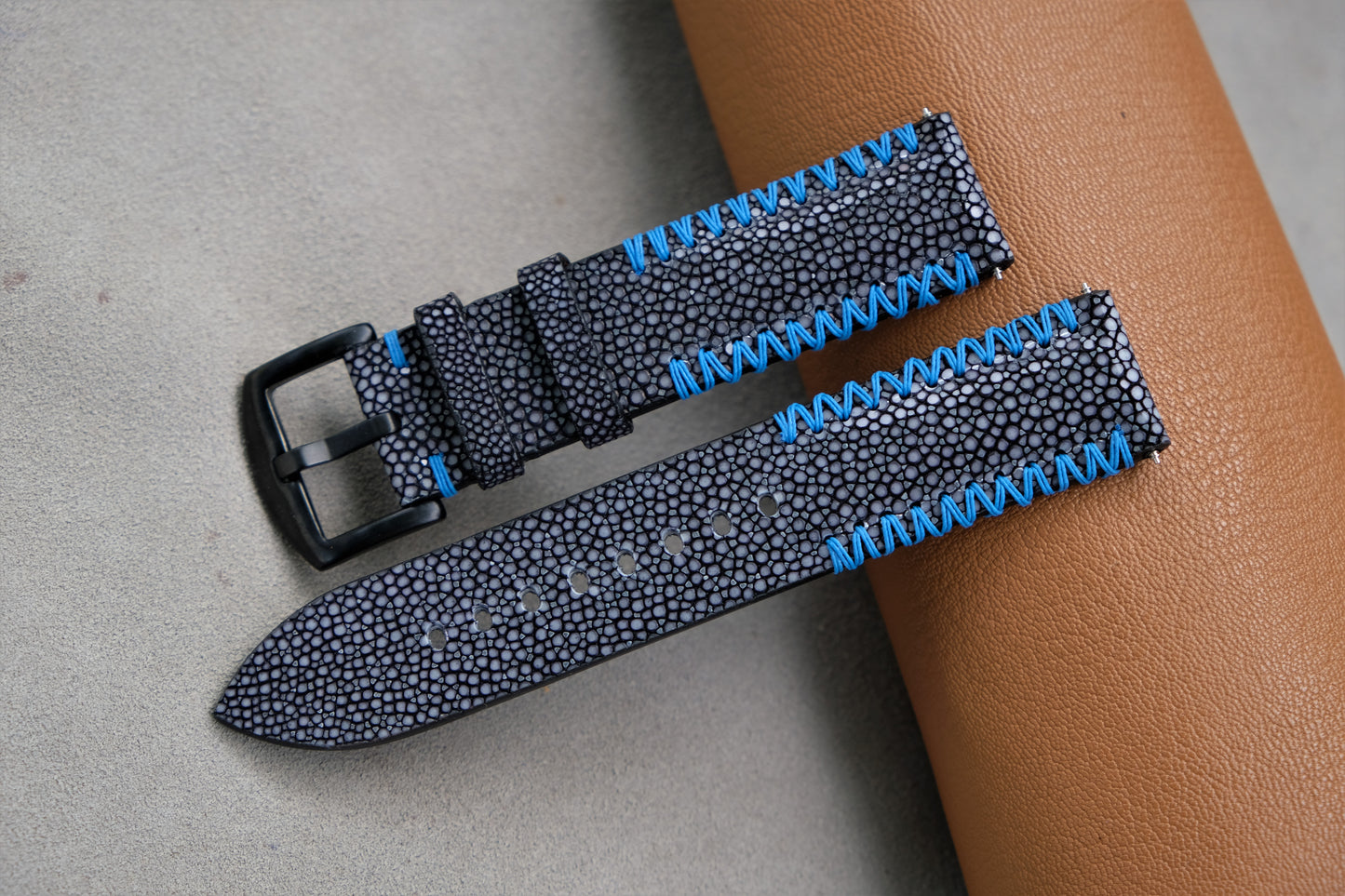 Black Stingray Leather Watch Strap