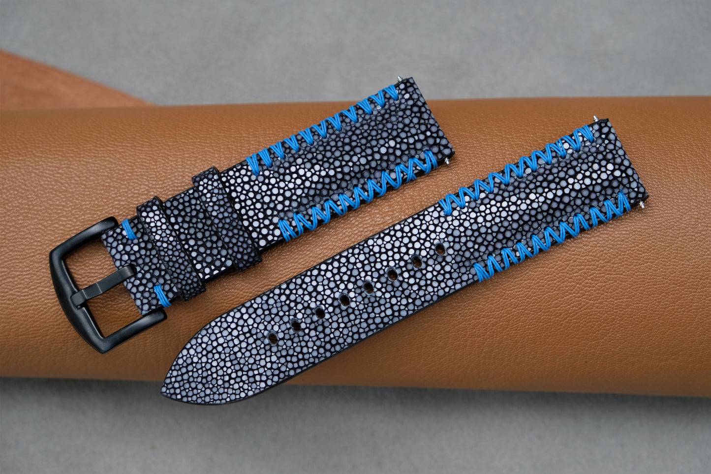 Black Stingray Leather Watch Strap