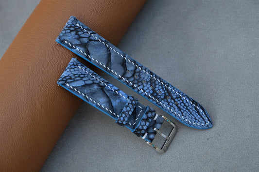 Nubuck Blue Ostrich Leather Watch Strap