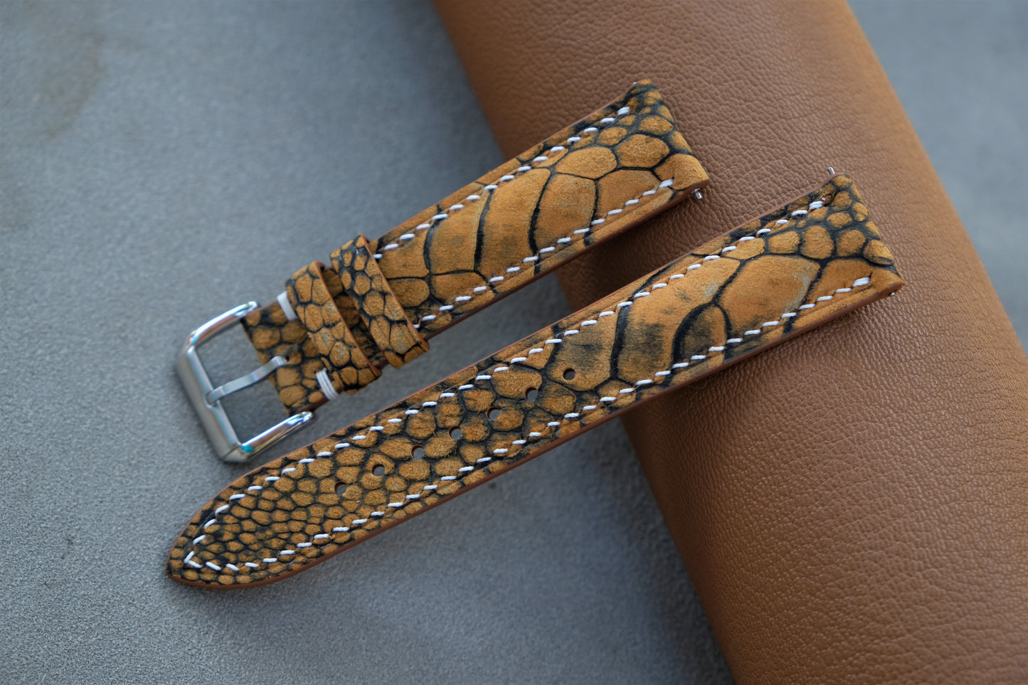 Yellow Nubuck Ostrich Leather Watch Strap