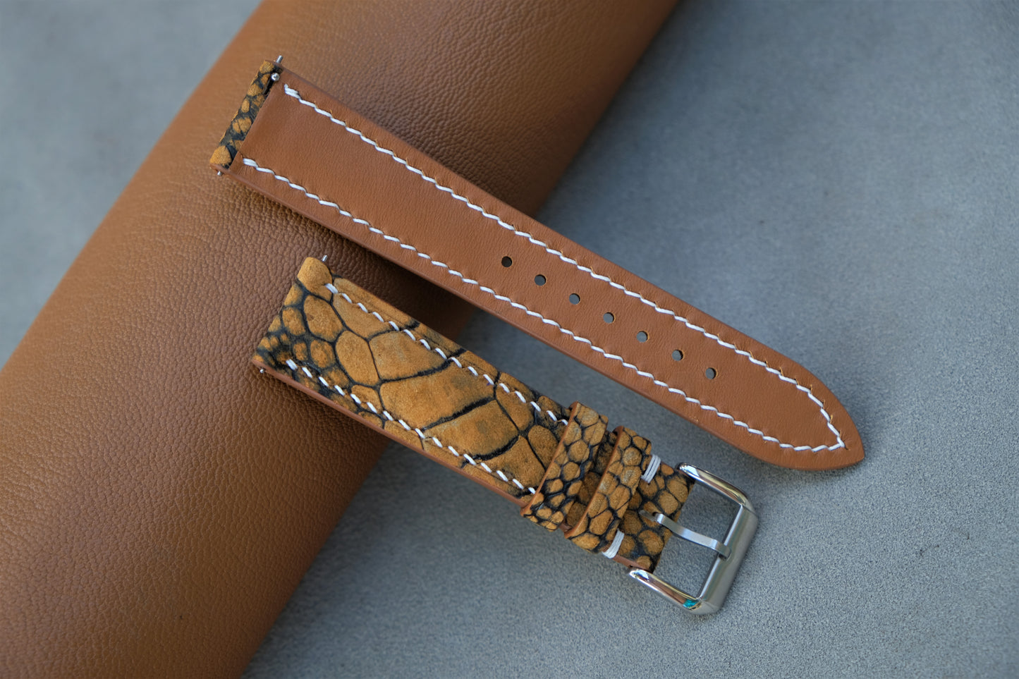 Yellow Nubuck Ostrich Leather Watch Strap