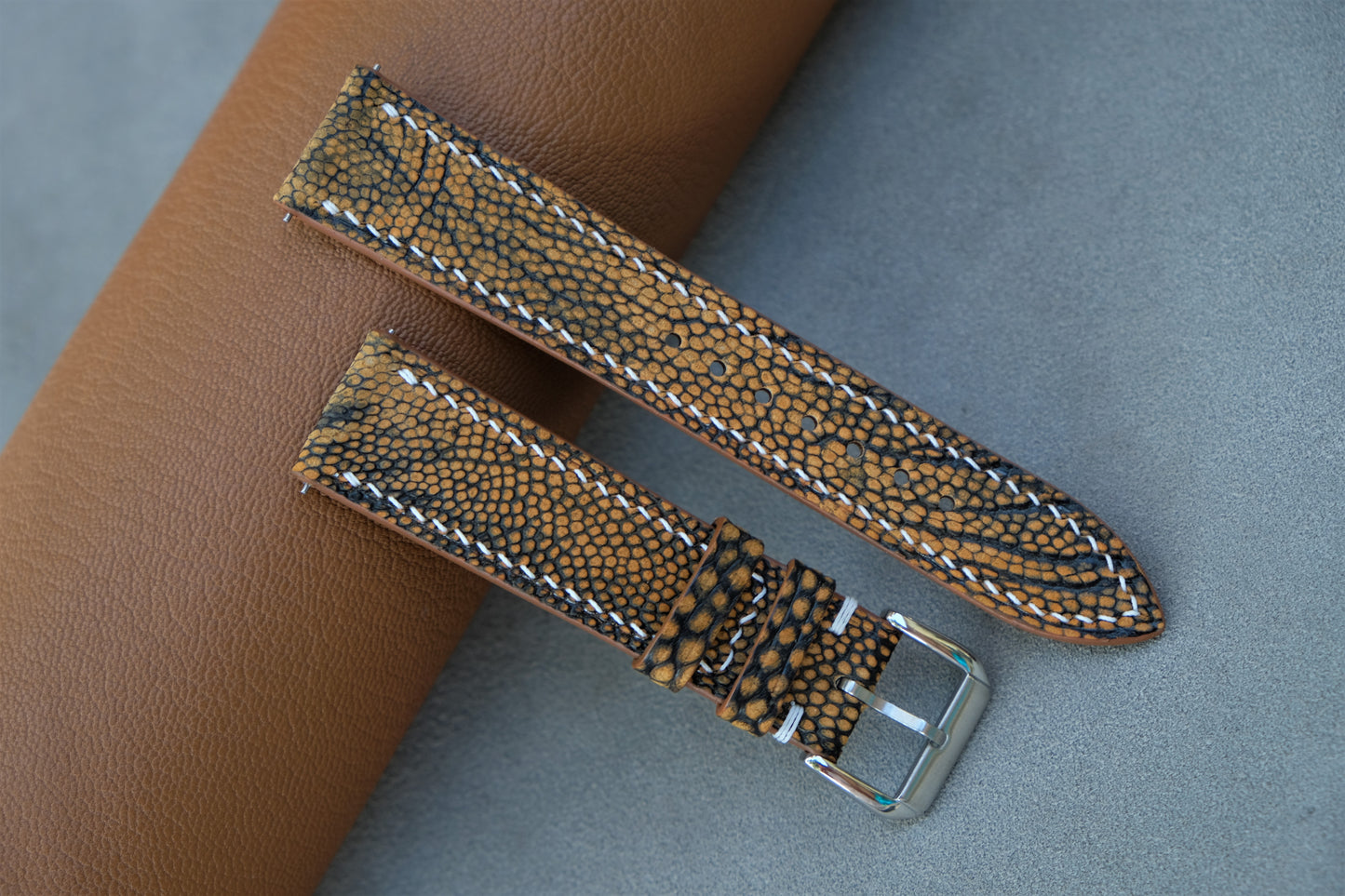 Yellow Nubuck Ostrich Leather Watch Strap