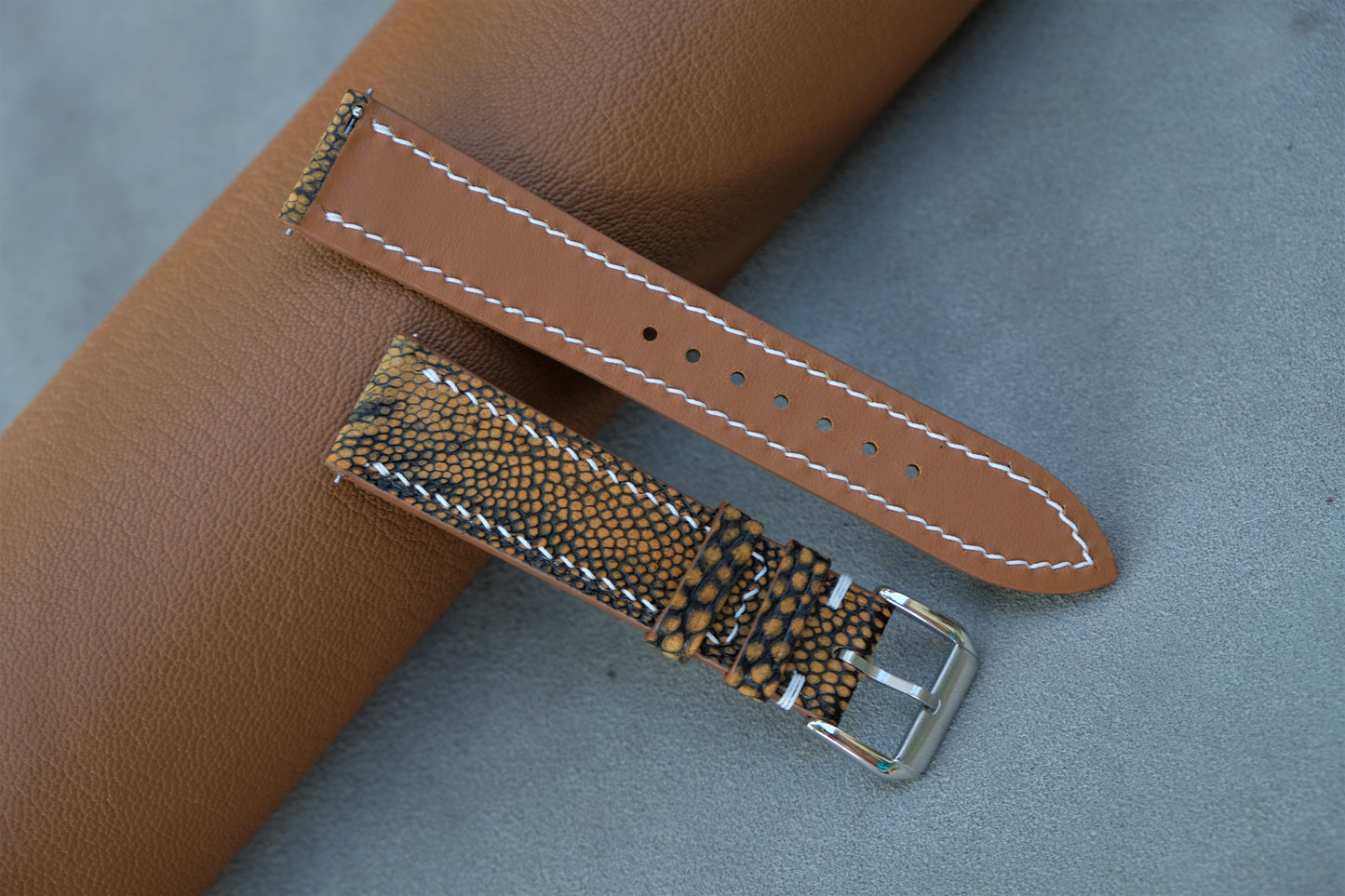 Yellow Nubuck Ostrich Leather Watch Strap