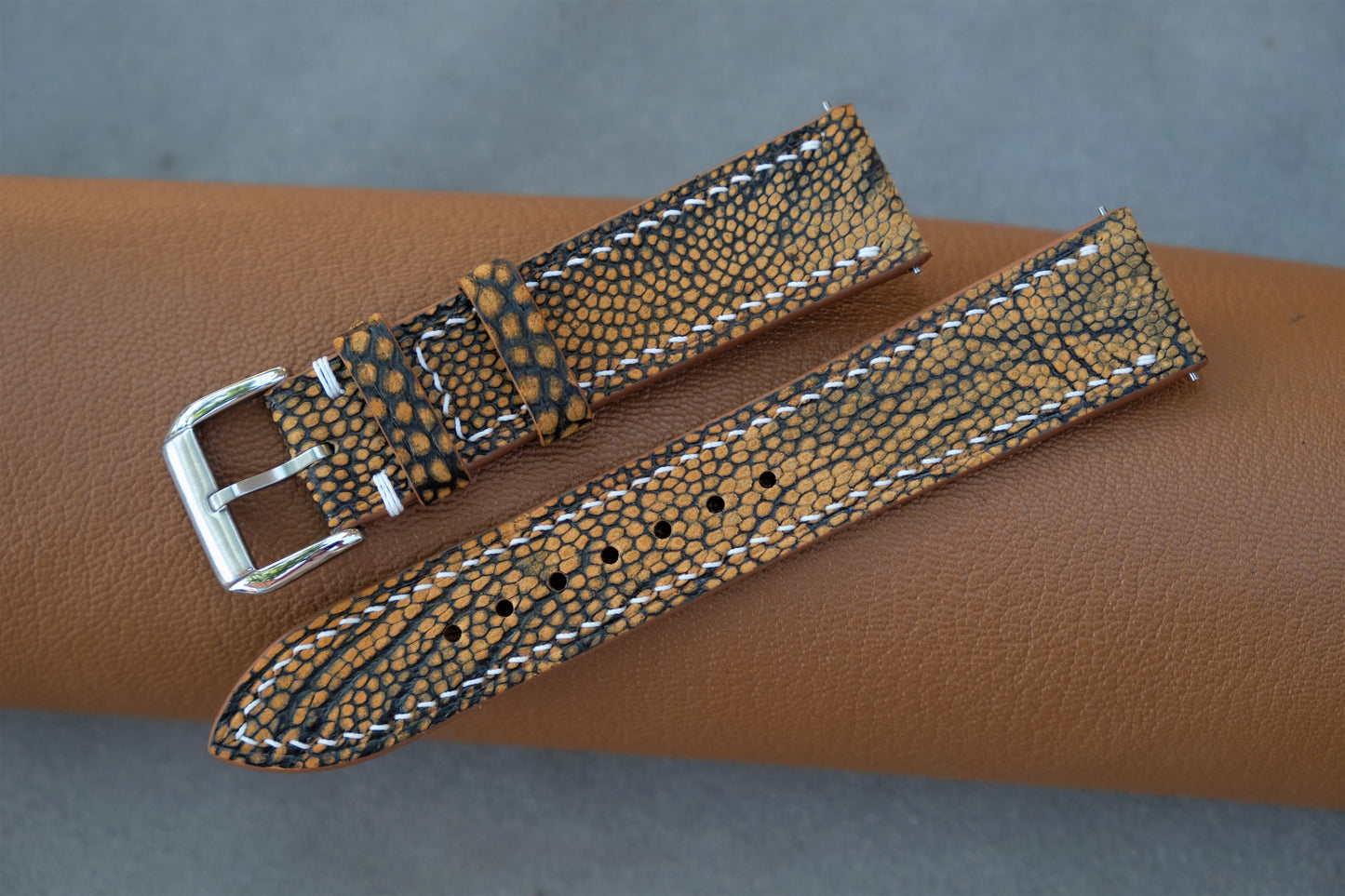 Yellow Nubuck Ostrich Leather Watch Strap