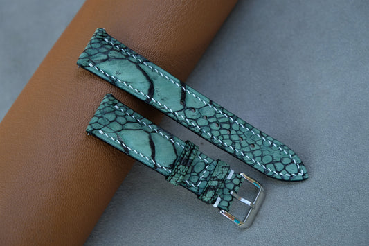 Green Nubuck Ostrich Leather Watch Strap