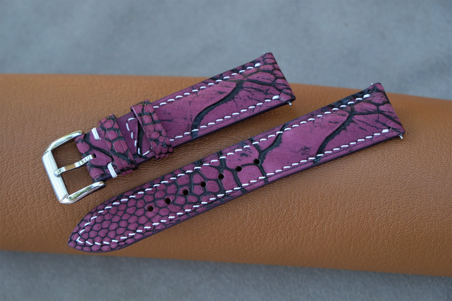 Purple Ostrich Leather Watch Strap