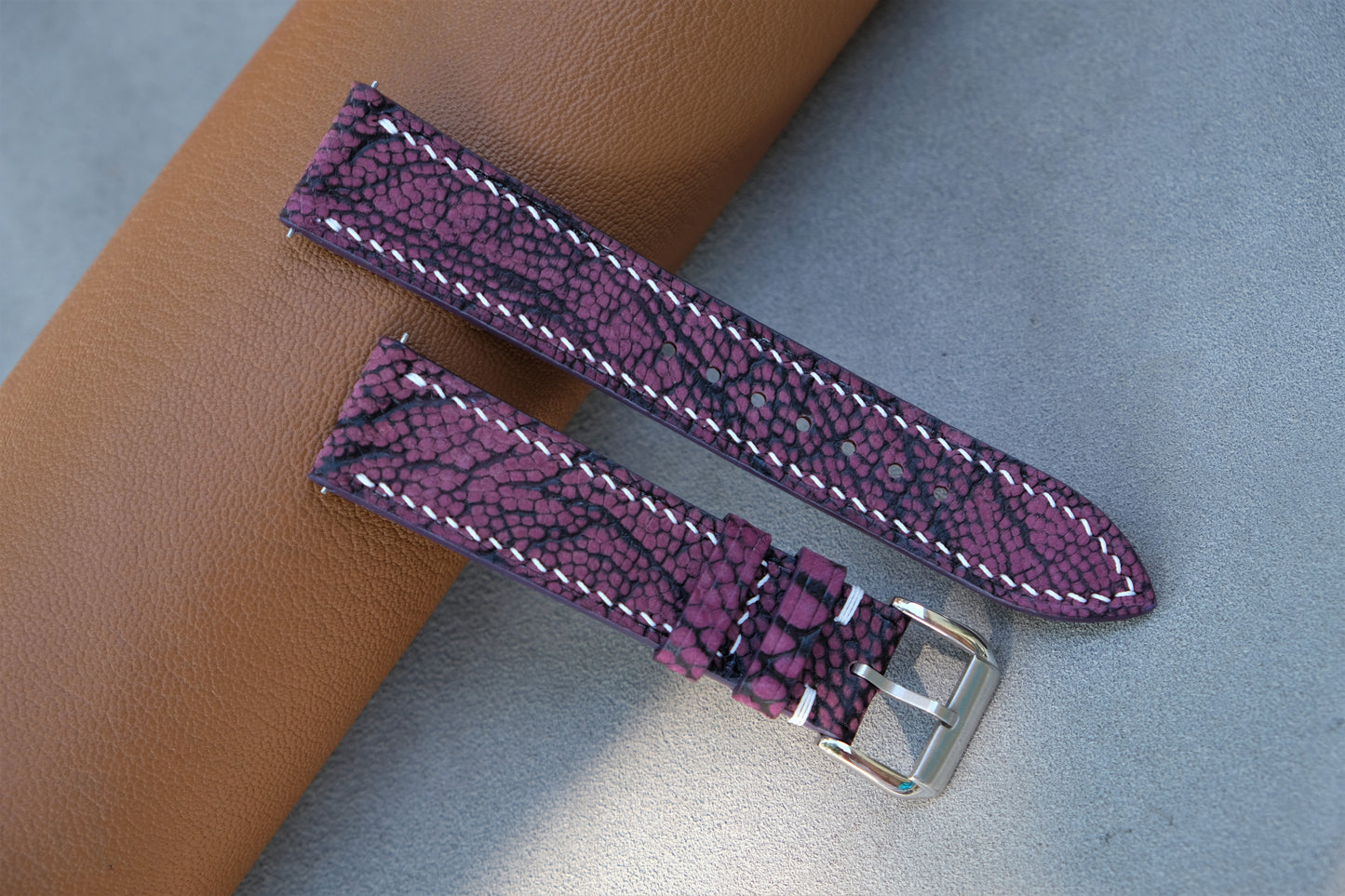 Purple Ostrich Leather Watch Strap