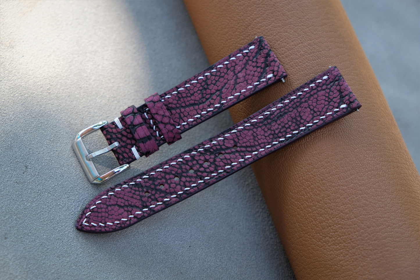 Purple Ostrich Leather Watch Strap