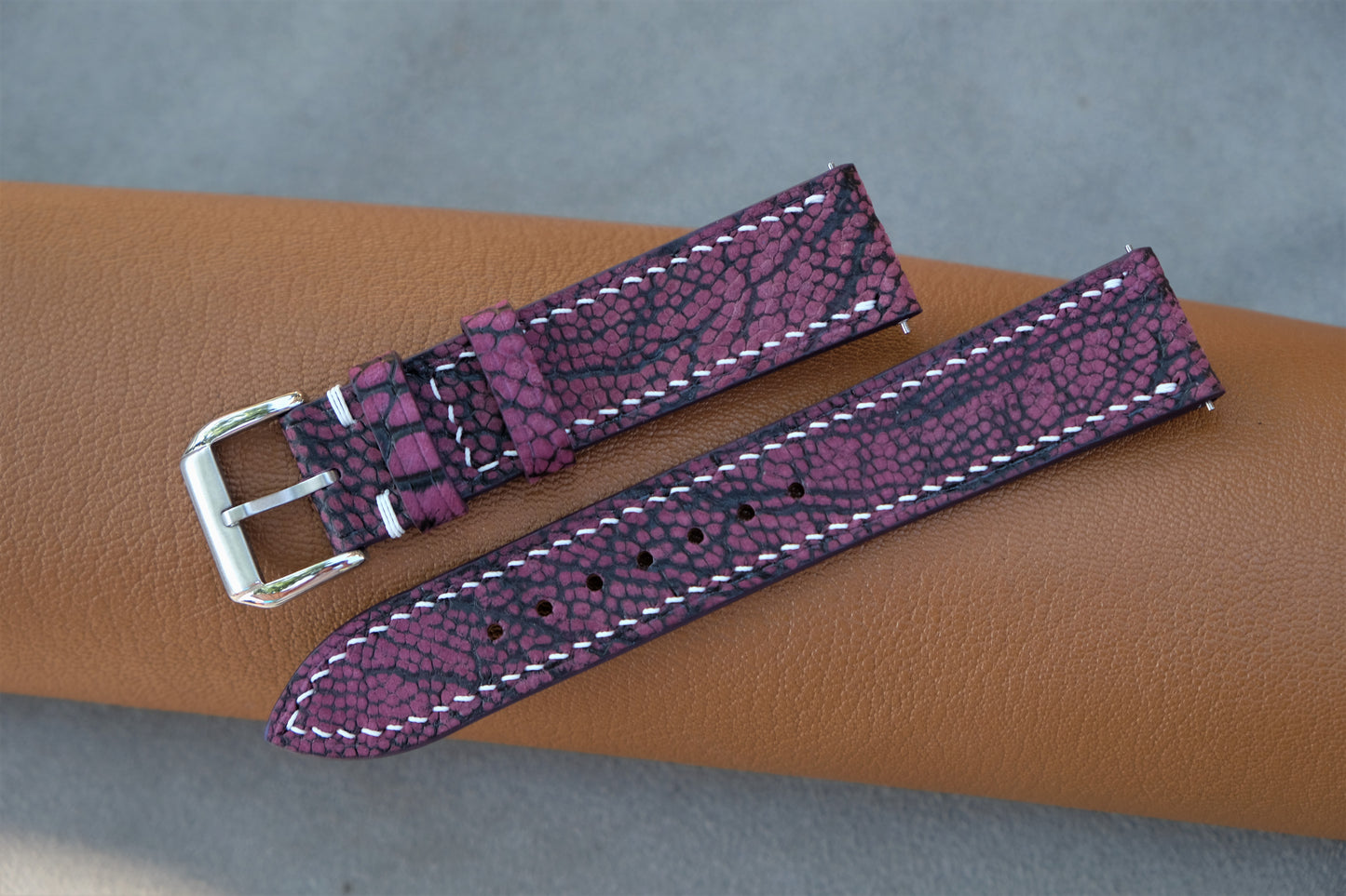 Purple Ostrich Leather Watch Strap