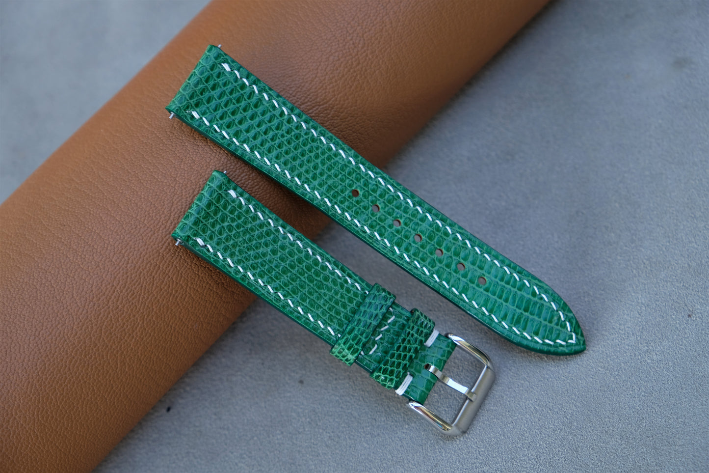 Green Lizard Leather Watch Strap