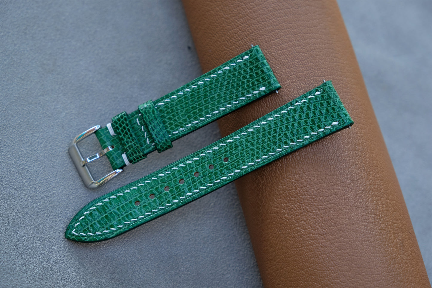 Green Lizard Leather Watch Strap