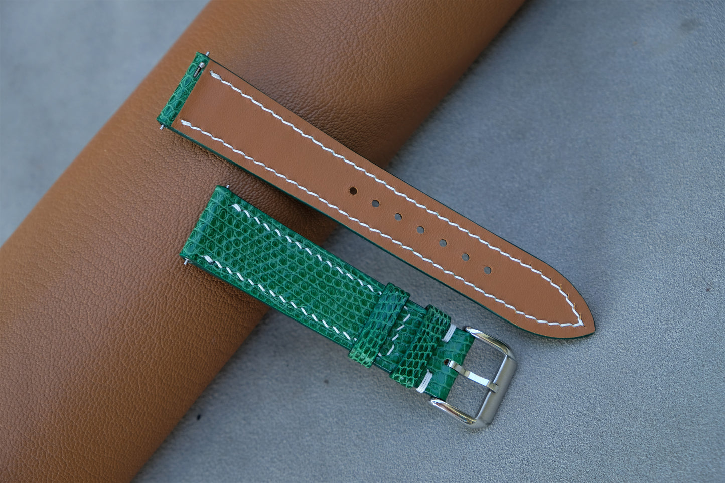 Green Lizard Leather Watch Strap