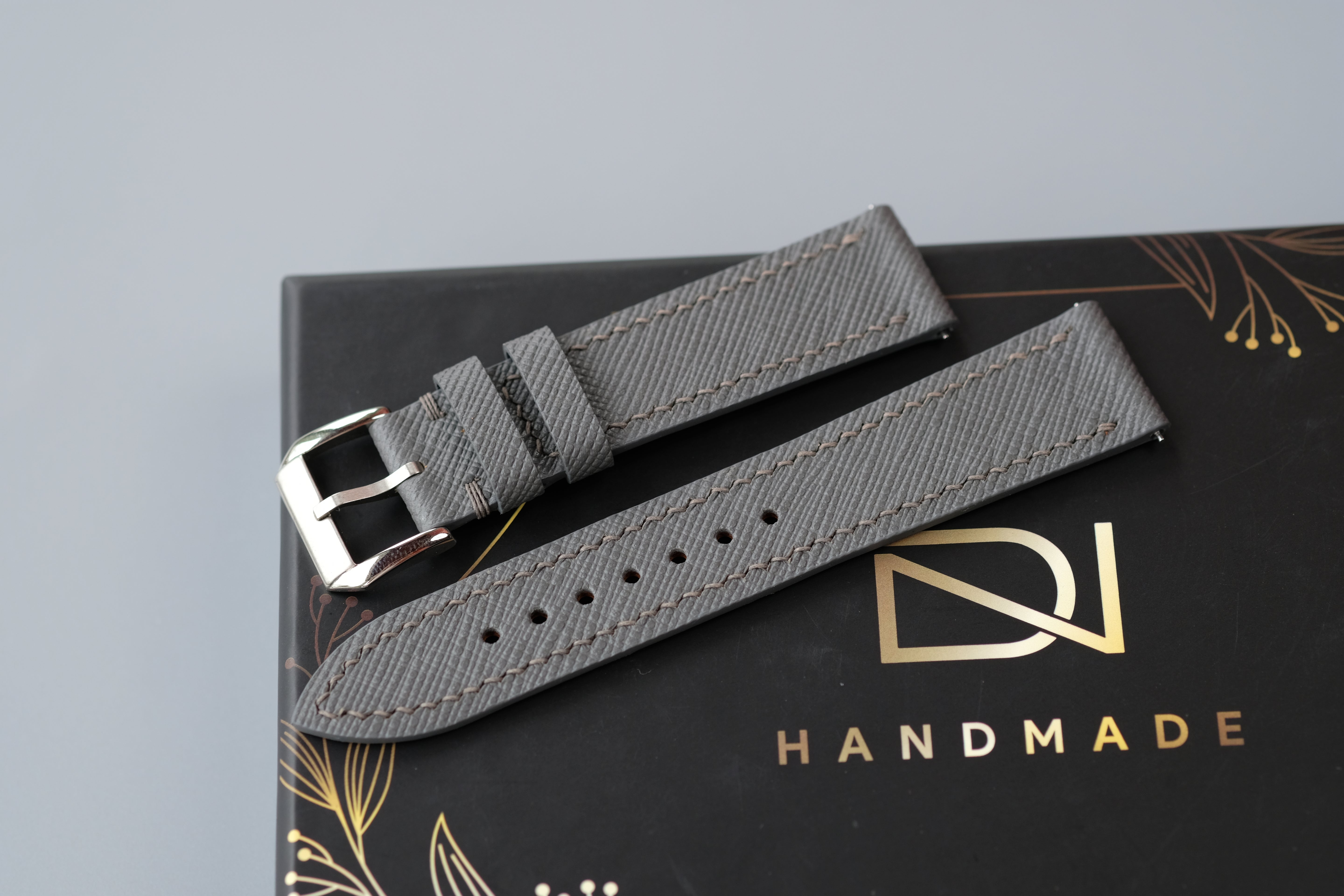 Gray Saffiano Leather Watch Strap