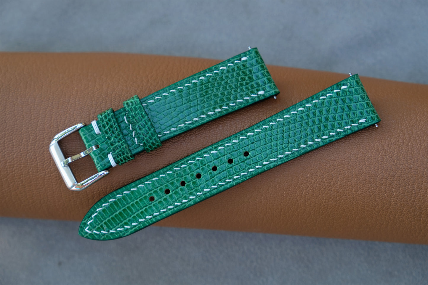 Green Lizard Leather Watch Strap