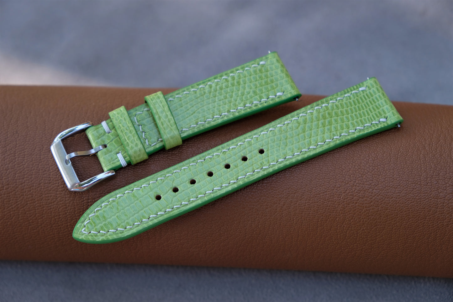 Light Green Lizard Leather Watch Strap