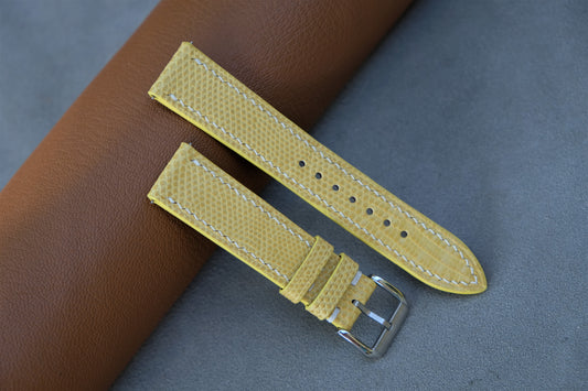 Pale Yellow Lizard Leather Watch Strap