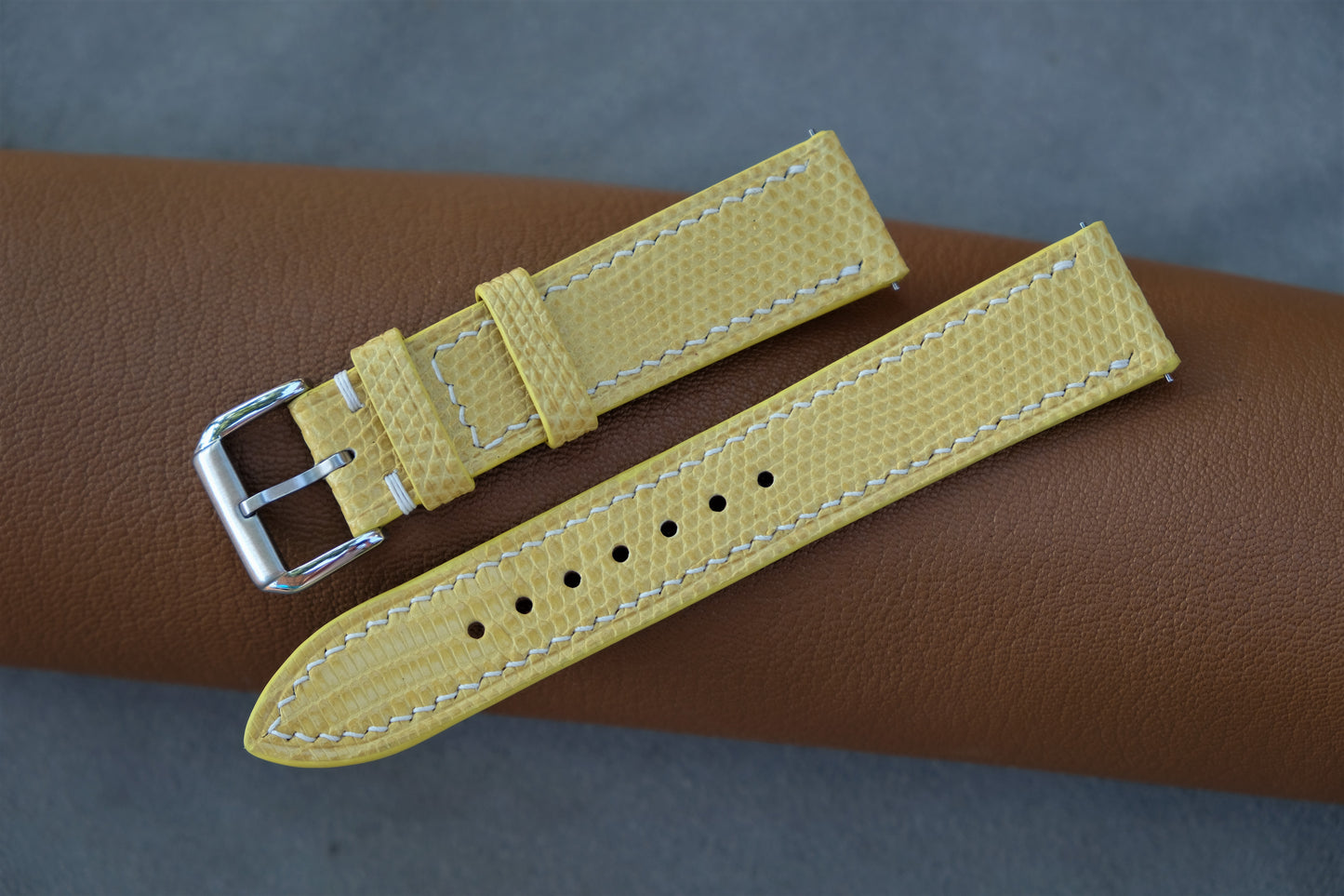 Pale Yellow Lizard Leather Watch Strap