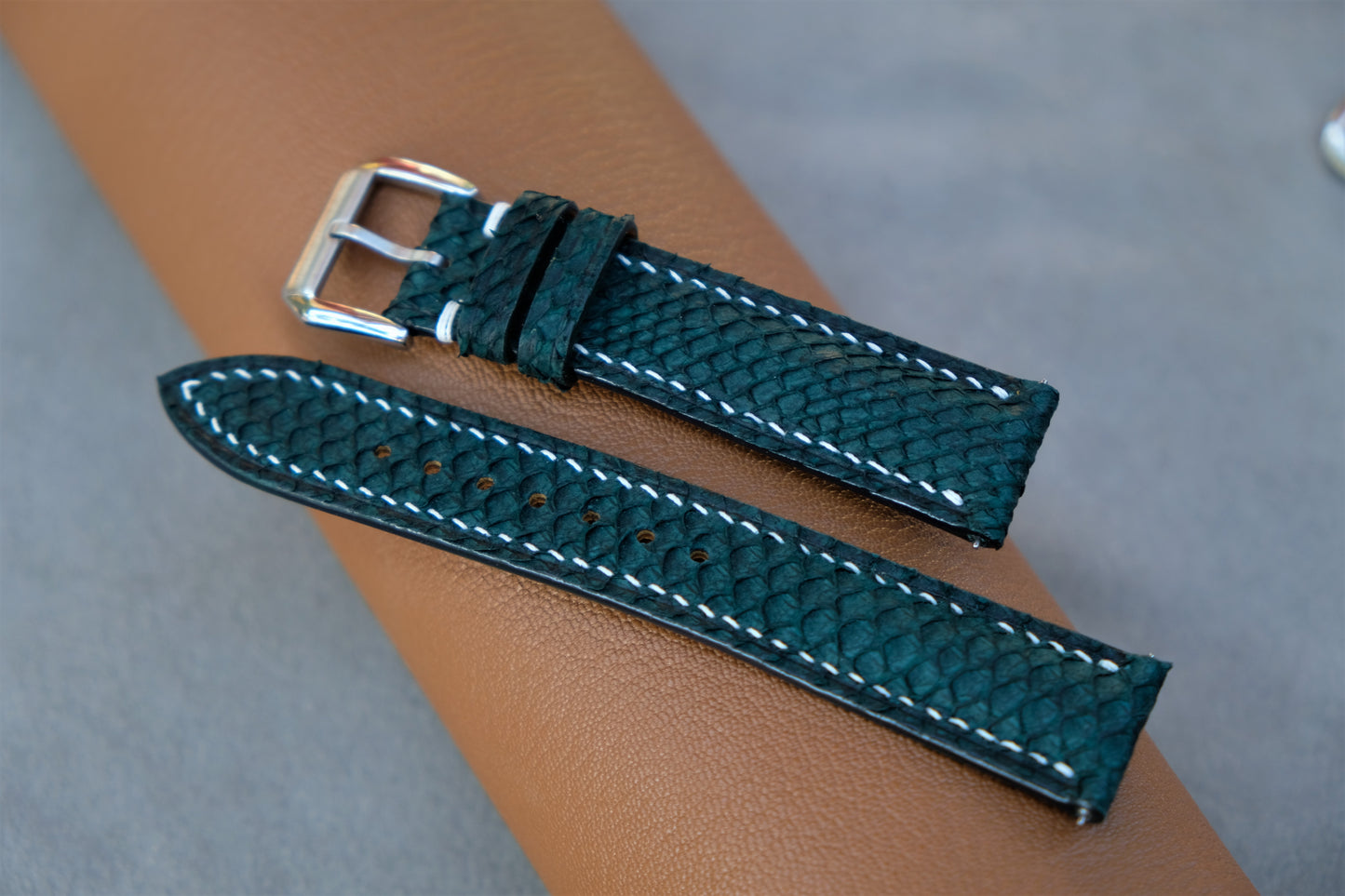 Green Salmon Leather Watch Strap