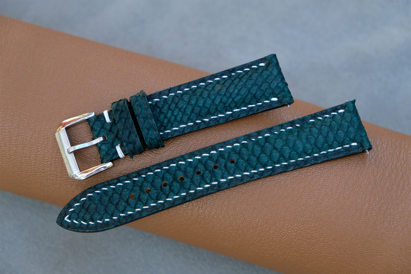 Green Salmon Leather Watch Strap