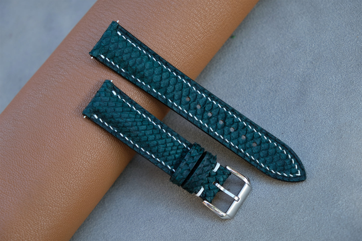 Green Salmon Leather Watch Strap