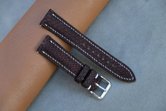 Chocolate Salmon Leather Watch Strap