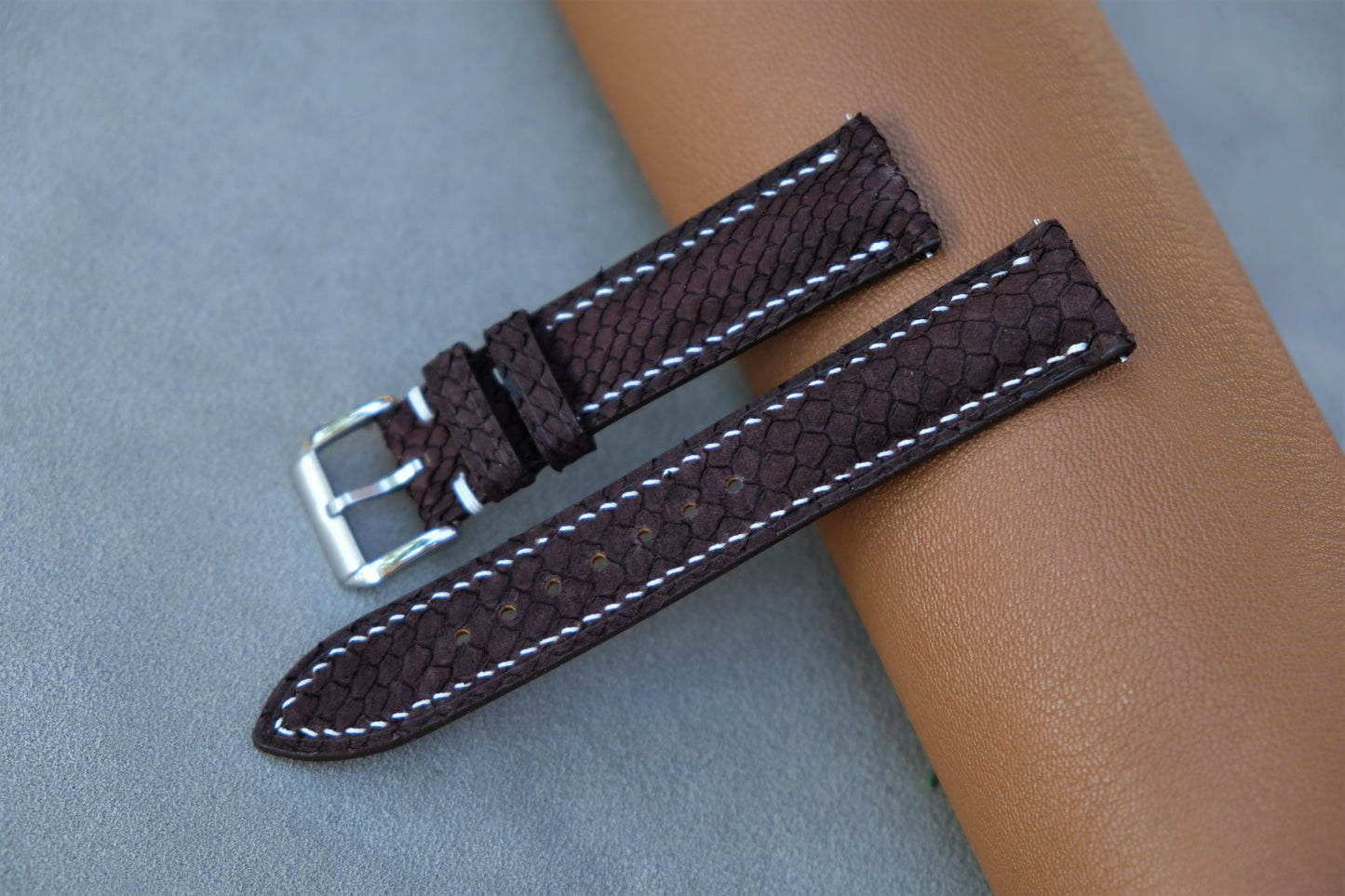 Chocolate Salmon Leather Watch Strap