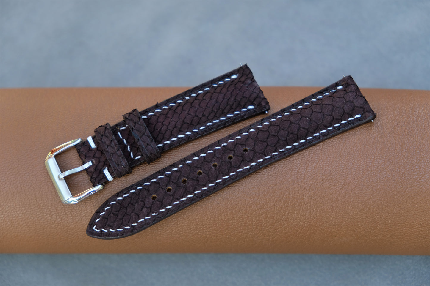 Chocolate Salmon Leather Watch Strap