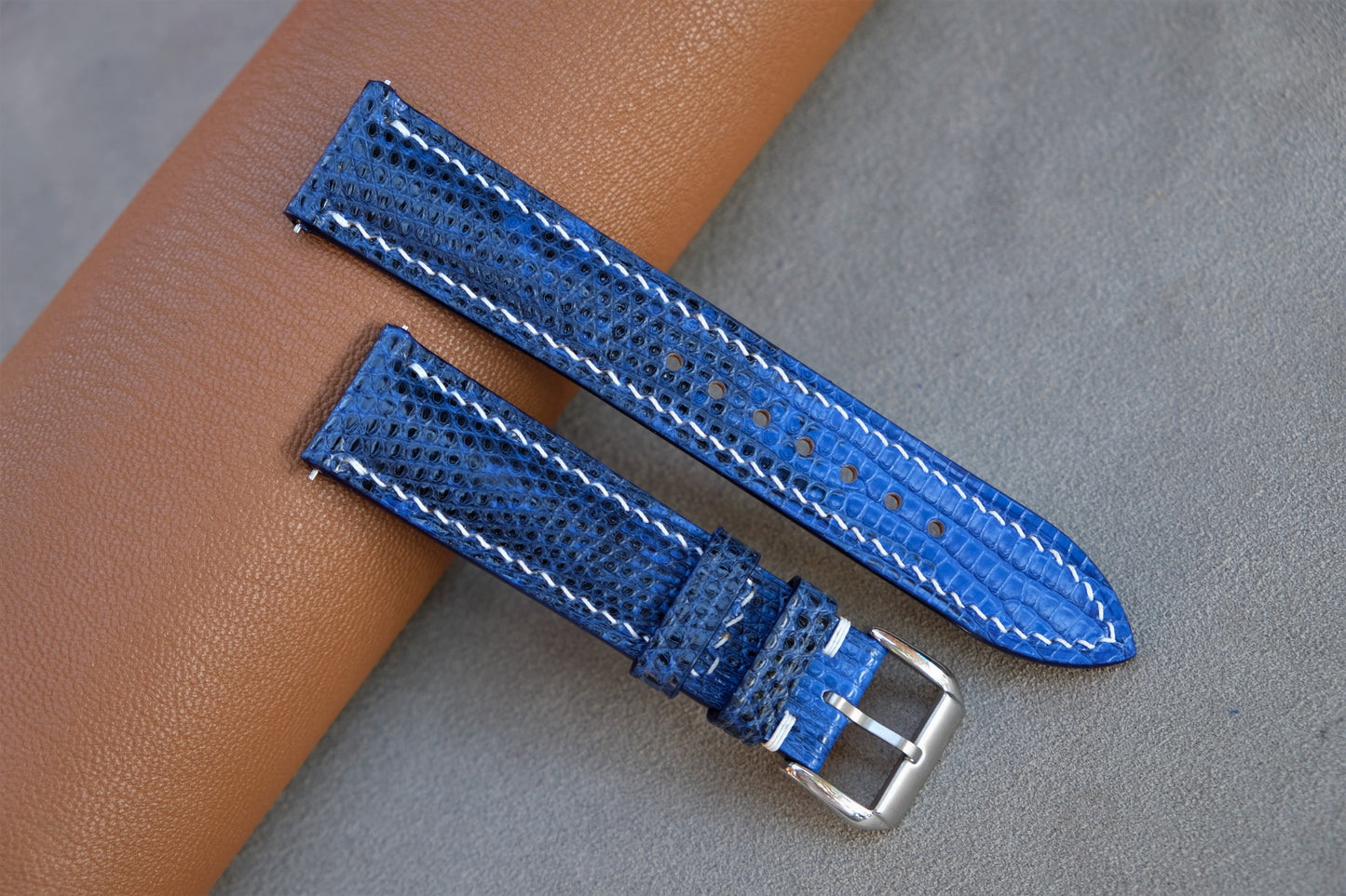 Blue Lizard Leather Watch Strap