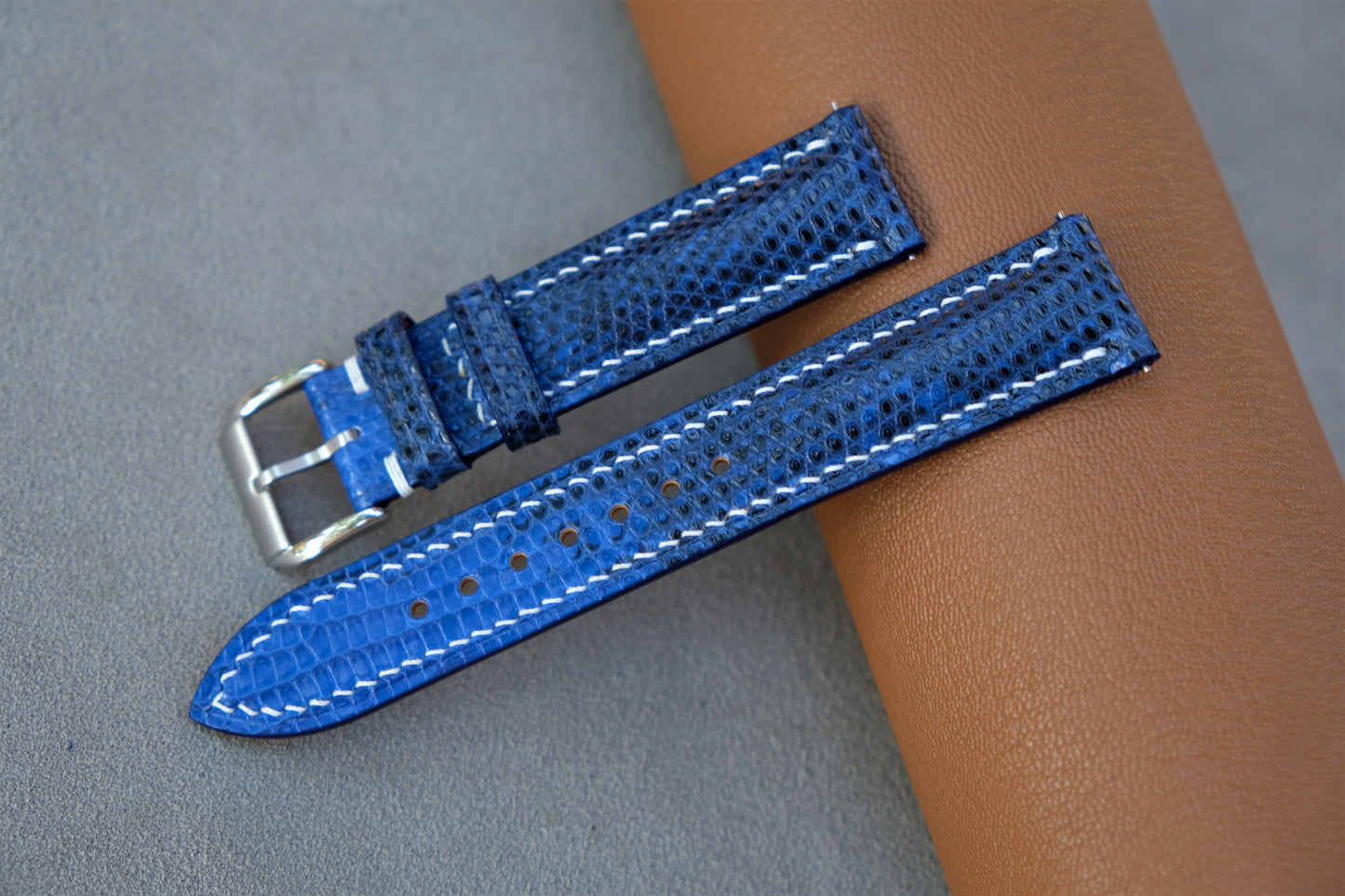 Blue Lizard Leather Watch Strap