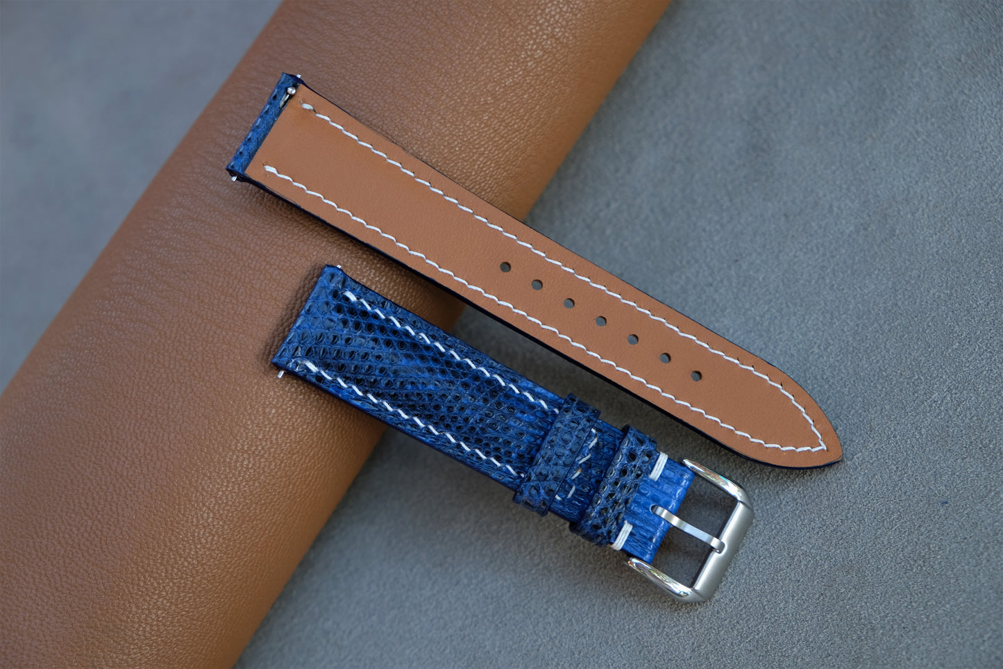 Blue Lizard Leather Watch Strap