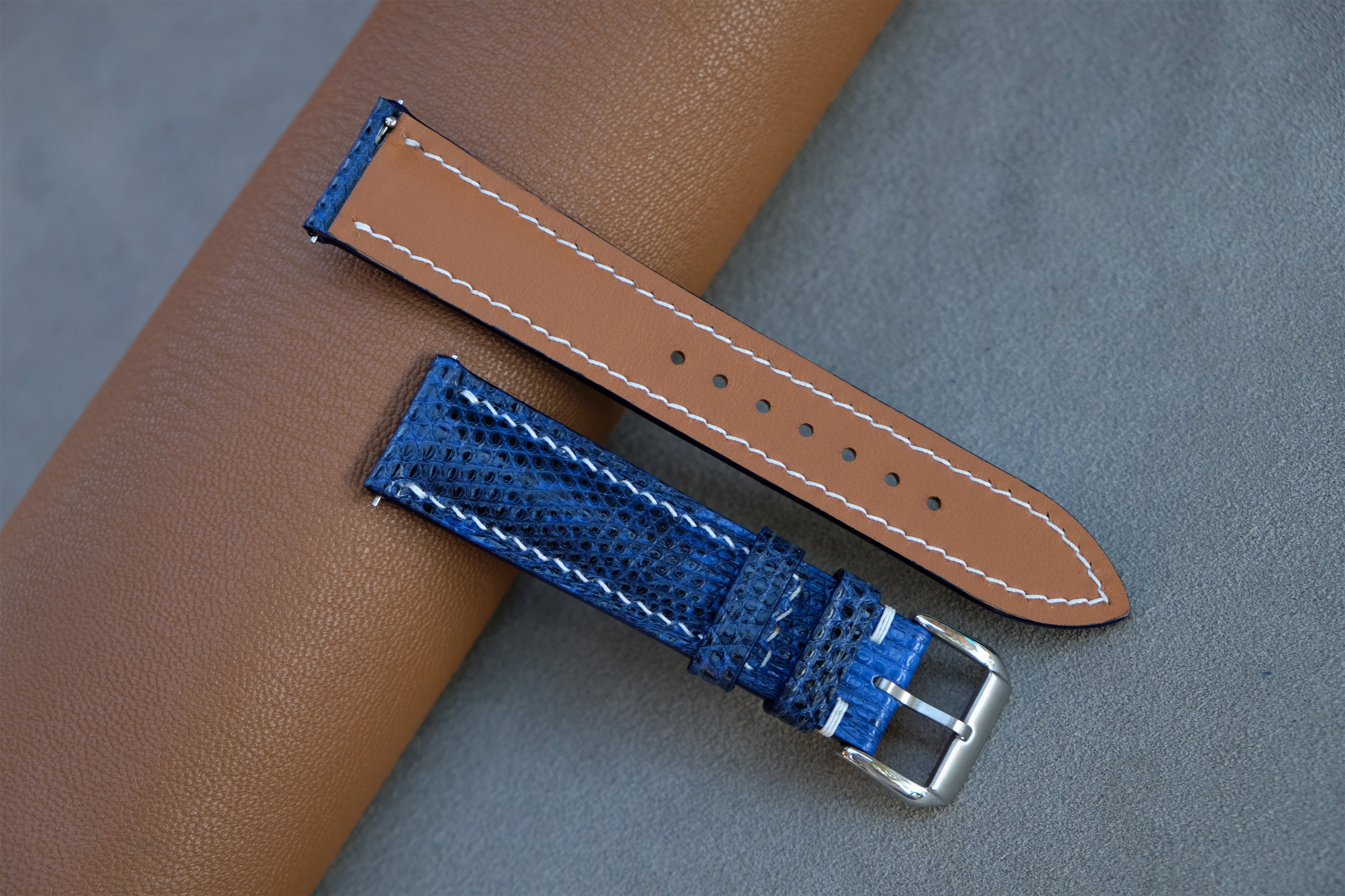 Blue Lizard Leather Watch Strap