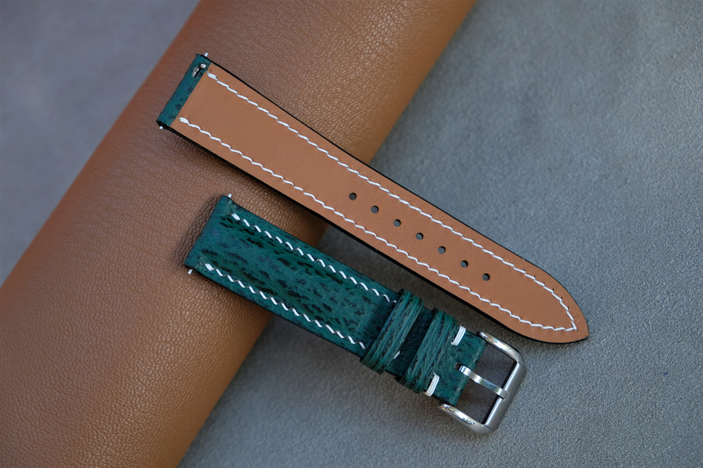 Green Shark Leather Watch Strap