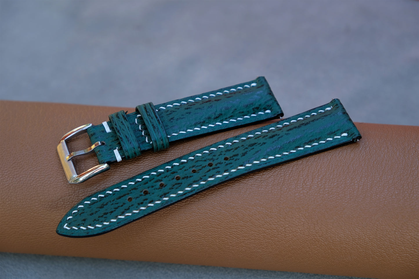 Green Shark Leather Watch Strap