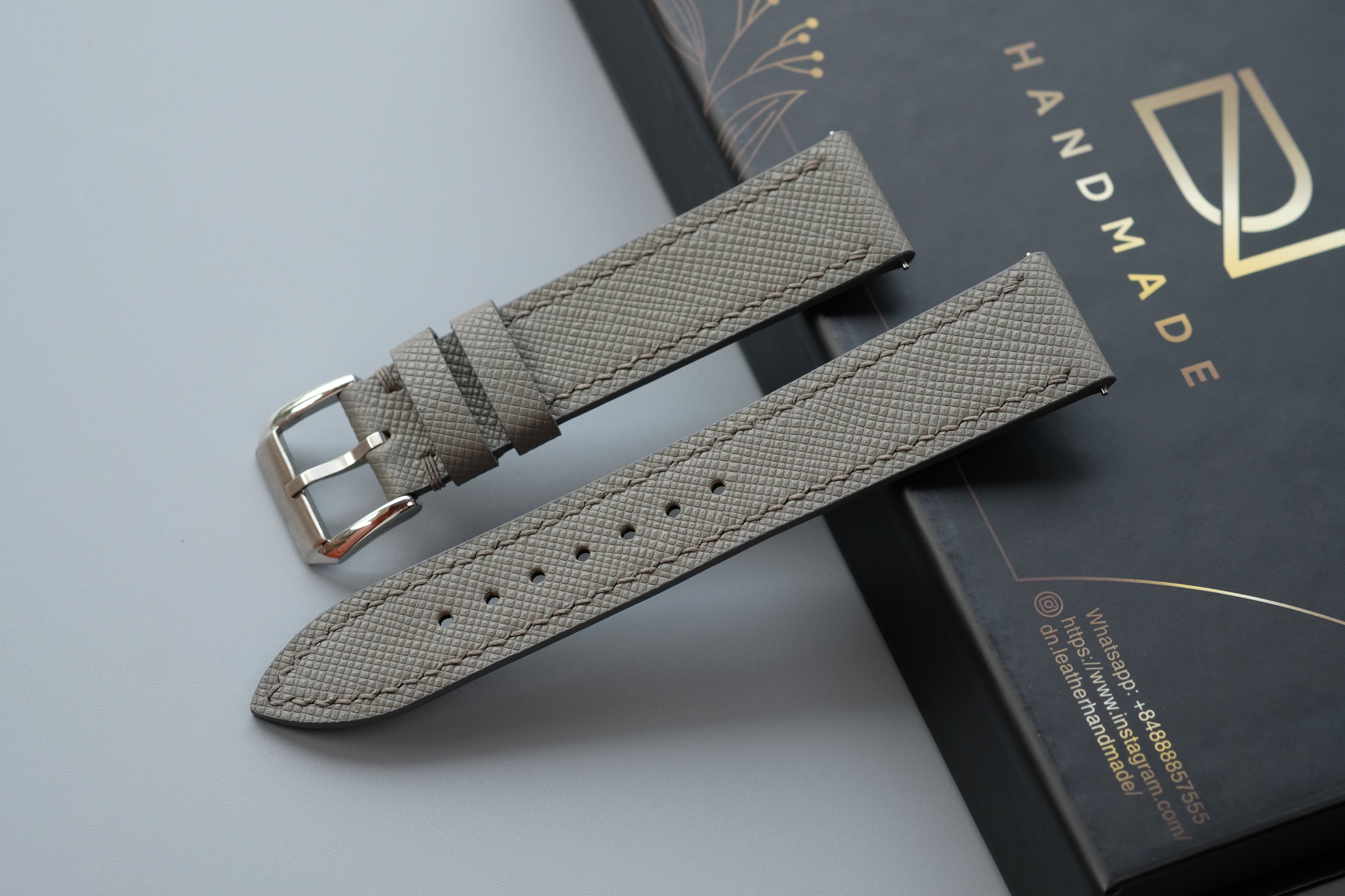 Gray Saffiano Leather Watch Strap