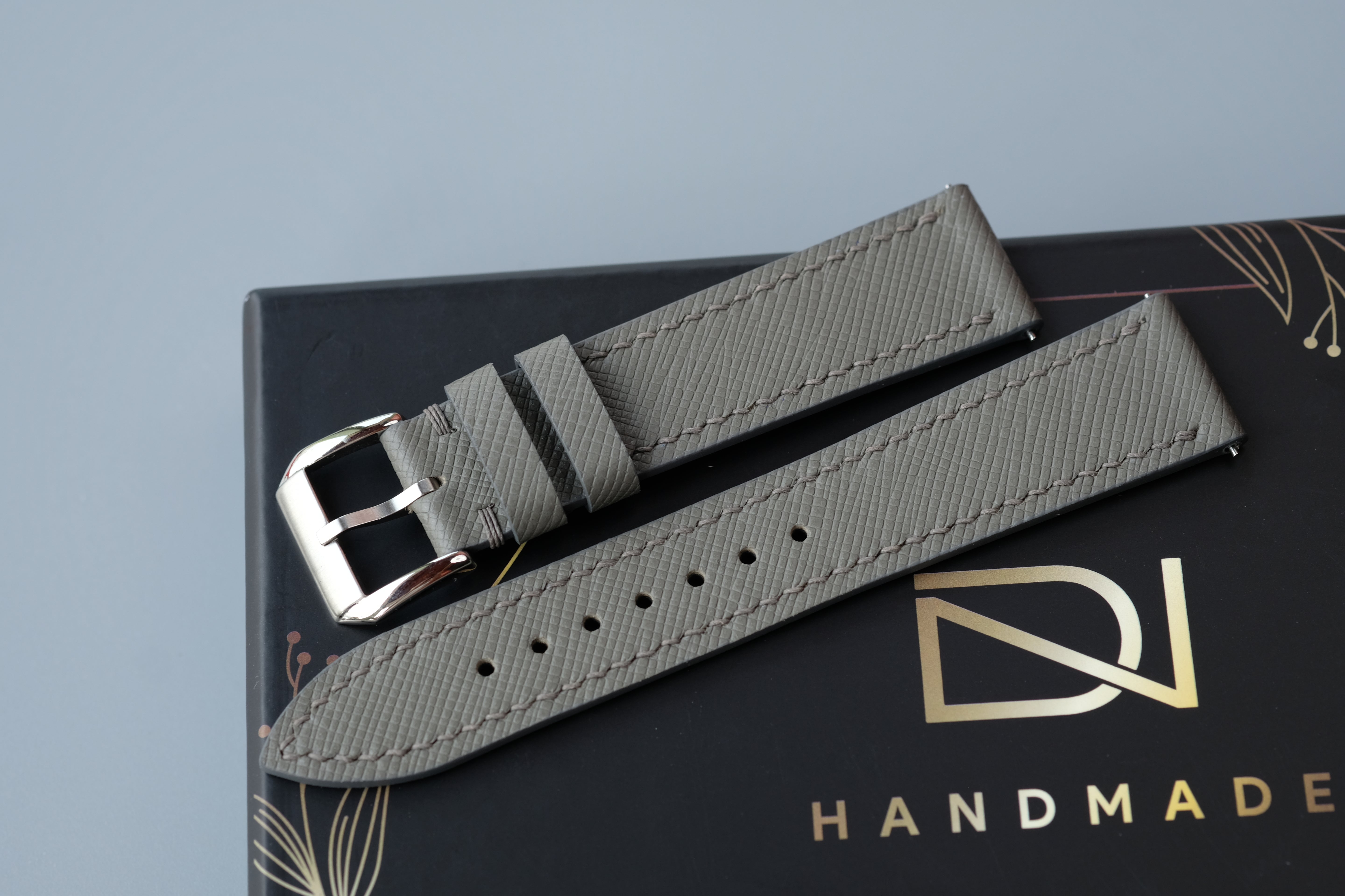 Gray Saffiano Leather Watch Strap
