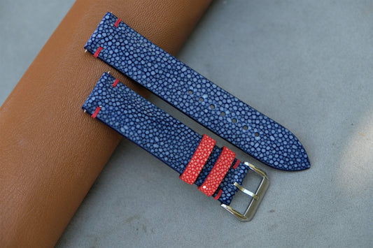 Dark Blue Stingray Leather Watch Strap