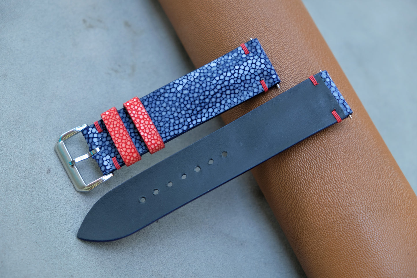 Dark Blue Stingray Leather Watch Strap