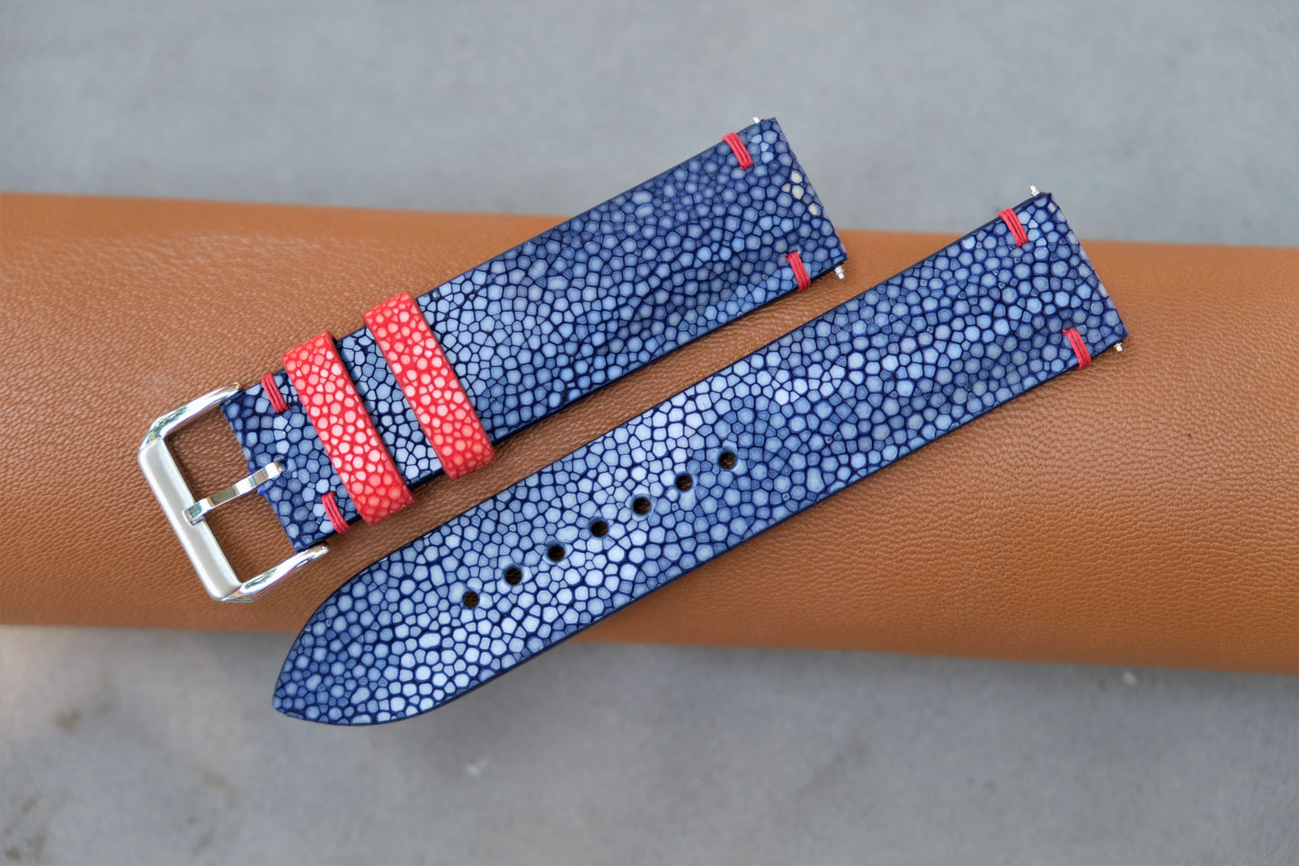 Dark Blue Stingray Leather Watch Strap