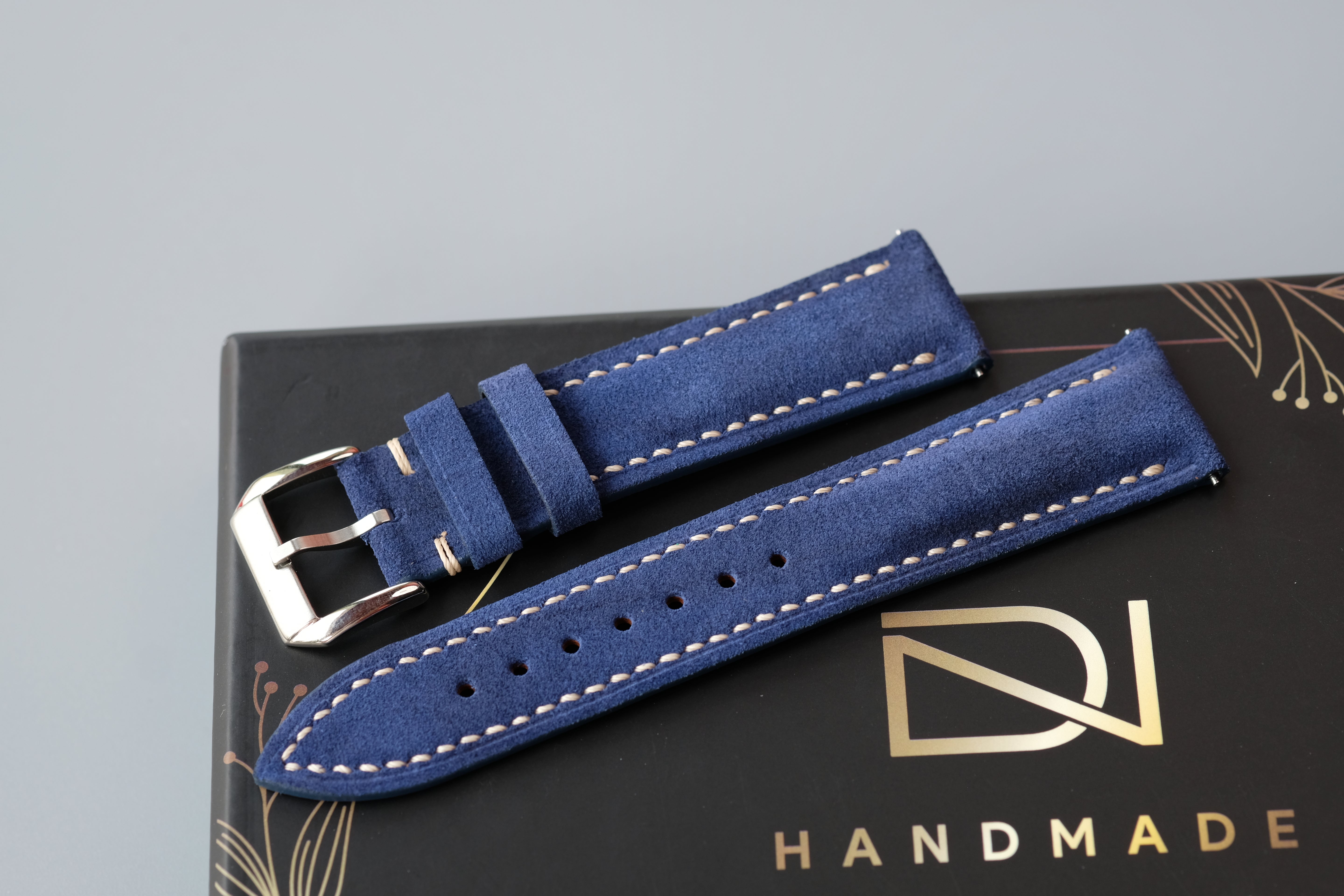 Blue Suede Leather Watch Strap – Custom Sizes 10mm to 26mm